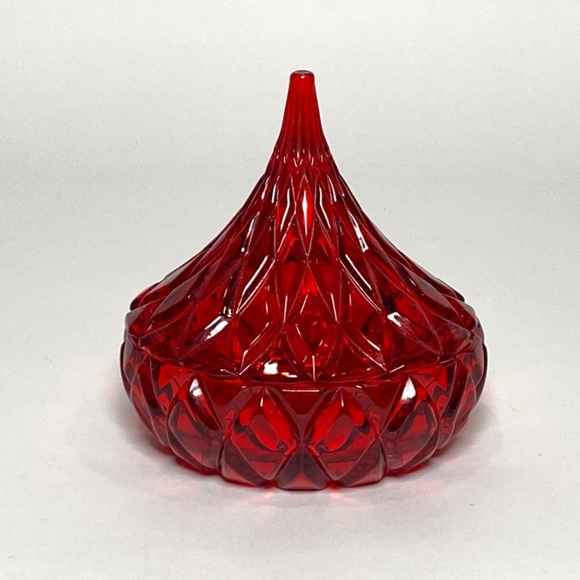 Vintage Shannon Designs of Ireland Lead Crystal Red Glass Candy Dish With Lid - Picture 3 of 14